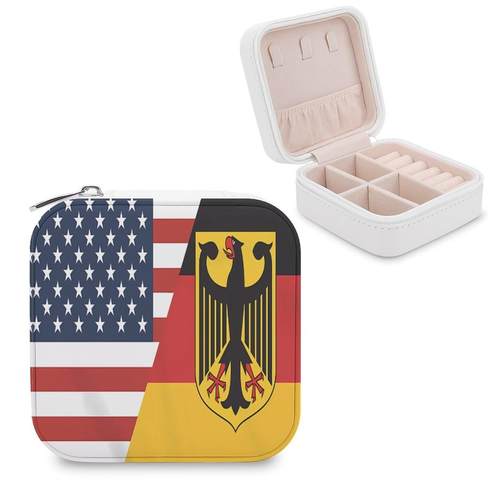 CUTJMDNGH U.S. German of Flag Jewelry Box for Women Jewellery Case Organizer Storage Boxes Craft