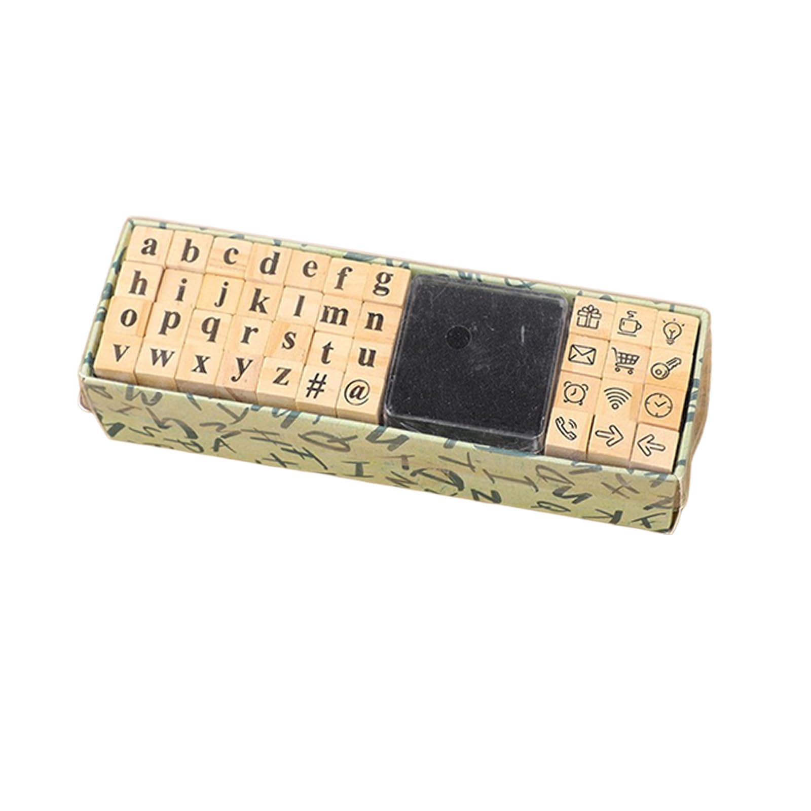 Kahdgss Regular Lowercase Wooden Letter Number Stamp Multipurpose Crafting Labeling Stamp Set Includes 40 Stamps And Inks Pad For Document Marking Letter Number Wood Set