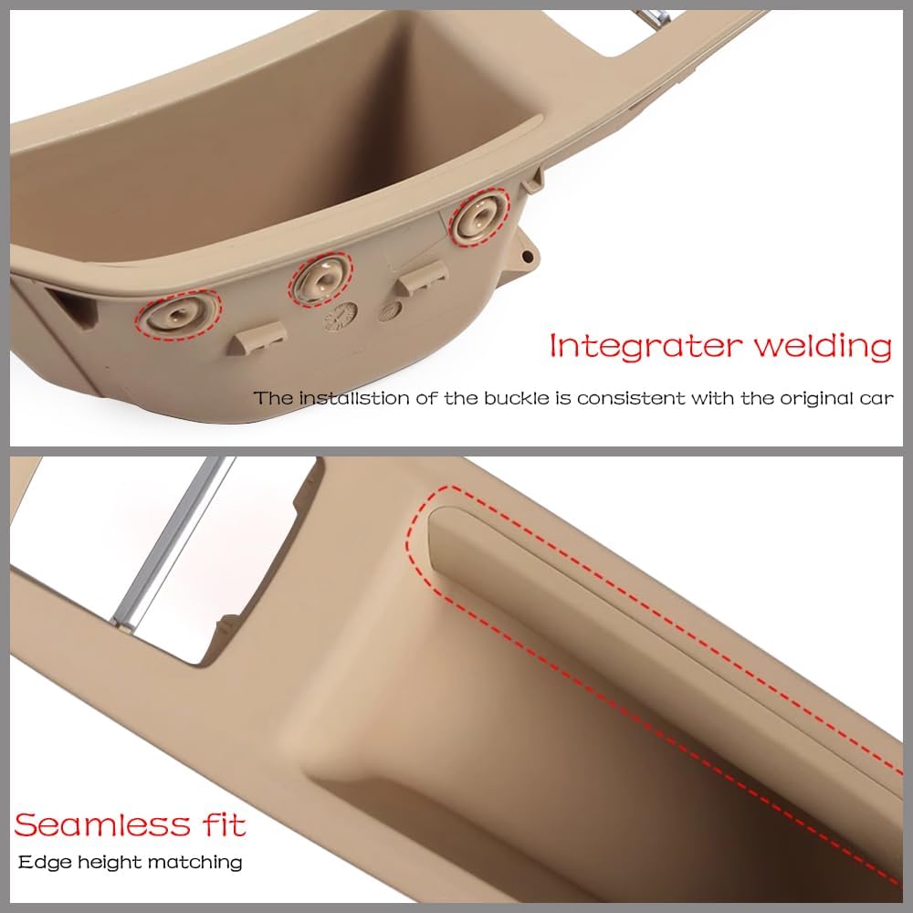 Car Door Handle for BMW 5 Series F10 F11 2011-2016 Interior Door Handles Replace Cover Car Door Handle Assembly 520i 528i 530i 535d 535i 550i (Beige, Main Driver)