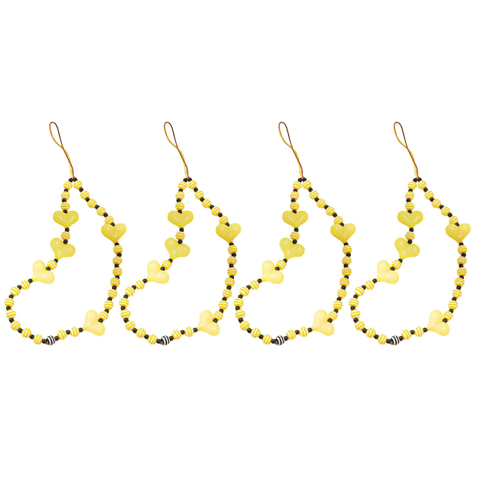 Staqlo 4PCS Handmade Heart Beads Phone Charm - Cute Colorful Phone Bracelet Lanyards and Wrist Straps zlax-4444