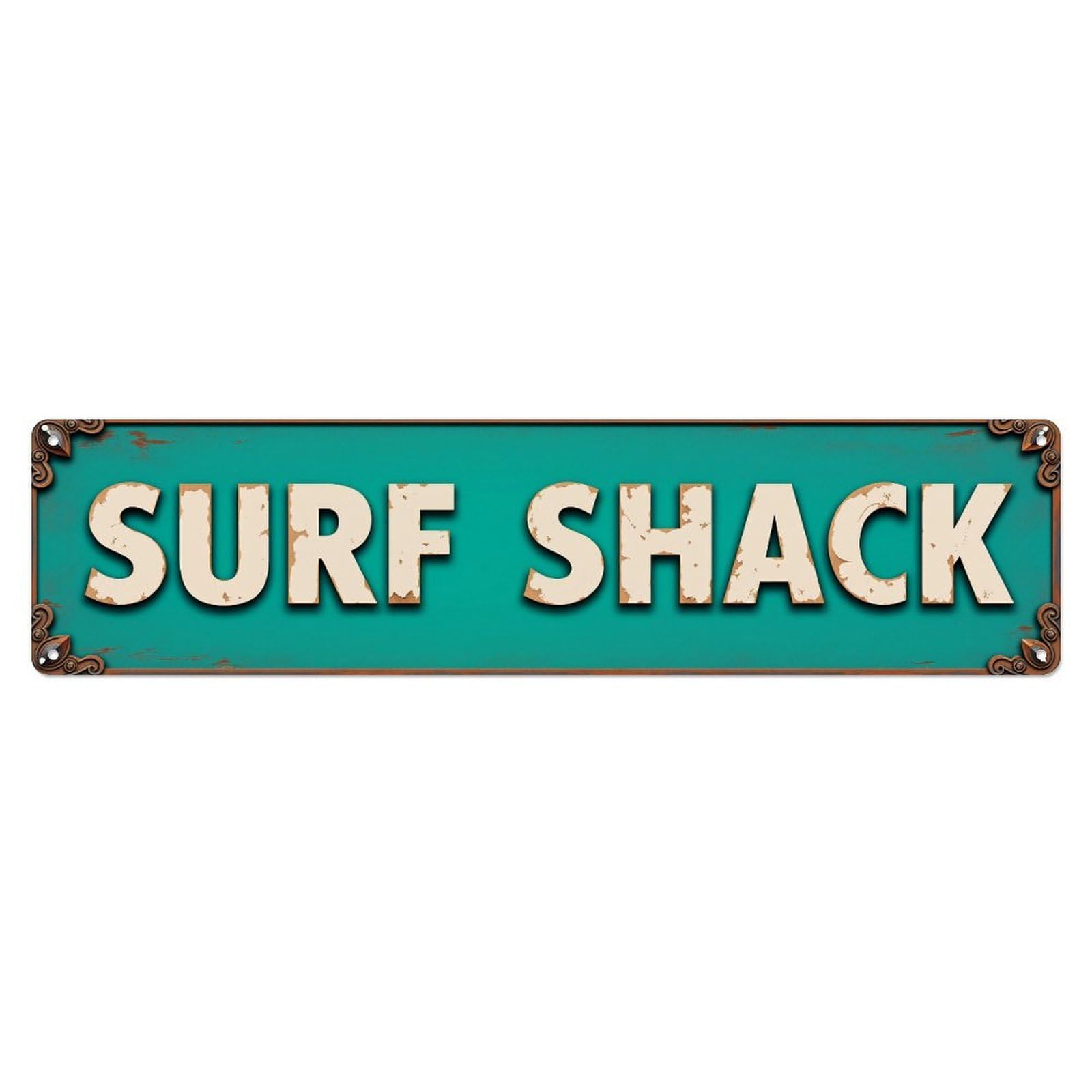 Jdyaojiesheng Vintage Surf Shack Sign Pattern Print Tin Sign Retro Metal Wall Decor Metal Poster, Home Bar Garage Farmhouse Cafe Wall Art Decoration 4X16inch