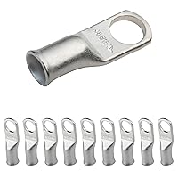 Vista 217 de SELTERM 25 piezas de lengüetas de cable de batería de cobre estañado de grado marino de 2/0 AWG de 3/8 pulgadas, terminales de anillo de calibre 00