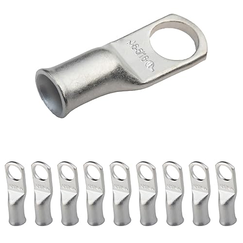 Miniatura 420 de SELTERM - Terminal en anillo de grado marino UL 2/0 AWG 3/8 pulgadas (25 uds) para batería, terminal tubular de cable eléctrico, conector calibre