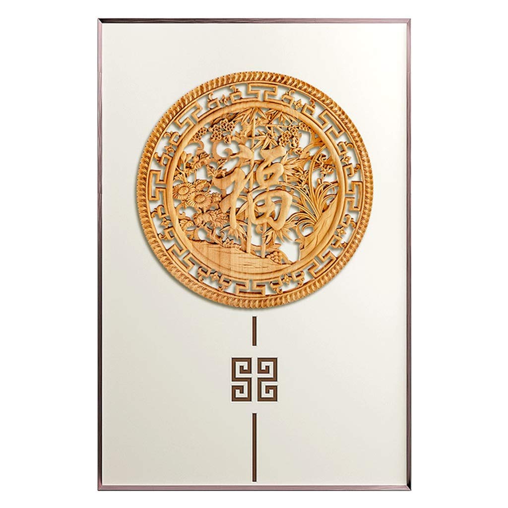 Zhangapn1 Aluminum Alloy Frame Solid Wood Porch Modern Decorative Painting Camphor Living Room Sofa Background Wall Corridor Aisle Wall Painting (Color : #8, Size : 51.5x4.3x77.5cm)