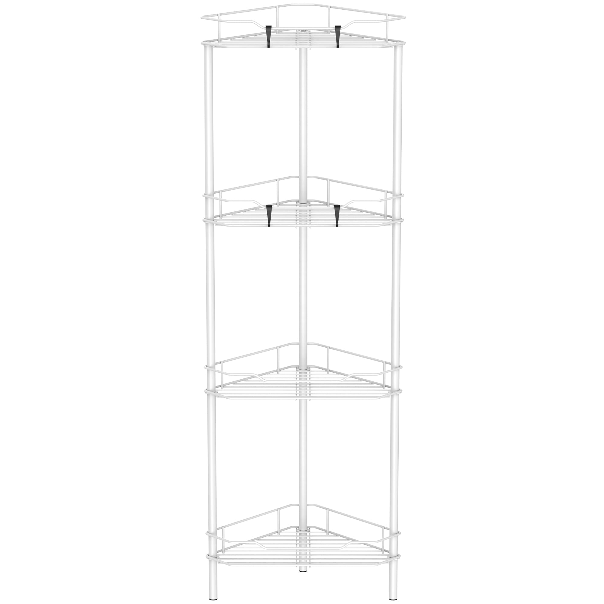 Photo 1 of ***MISSING PARTS***
HuggieGems 4 Tier Floor Standing Corner Shower Caddy Organizer Shelf with Hooks, Bathroom Shelves Stand Rack, White