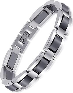 Feraco Mens Magnetic Bracelets, Classic Balck Titanium Stainless Steel B...