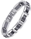Feraco Mens Magnetic Bracelets&comma; Classic Balck Titanium Stainless Steel Bracelet with Natural Hematite Magnet Stones&comma;Men&apos;s Jewelry Gifts&comma; 8&period;66 inch