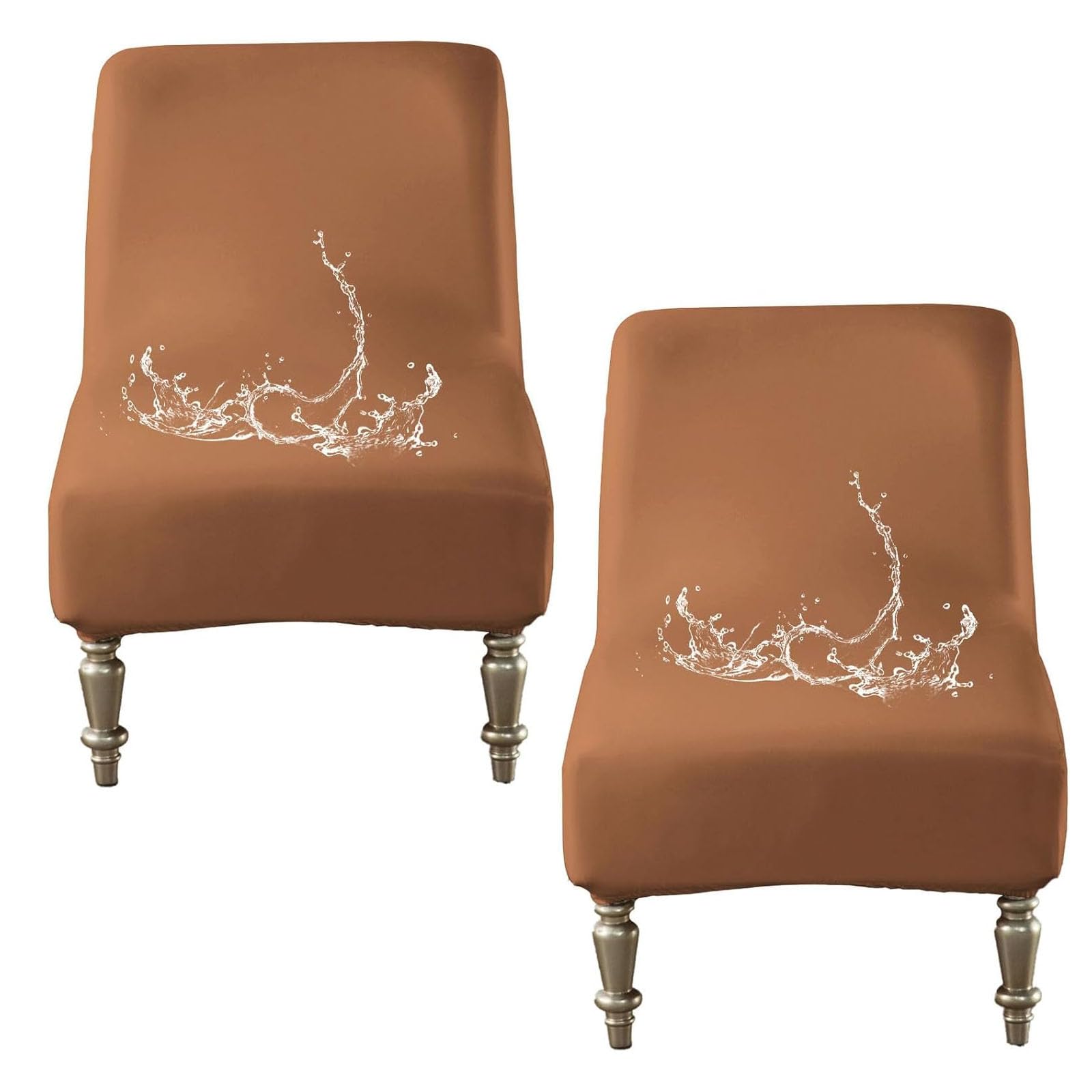 Wodoodporny Zestaw Pokrowców Na Krzesła Bez Podłokietników, Skórzane Pokrowce Typu Slip-on W Salonie I Hotelu(Orange,Set of 2)