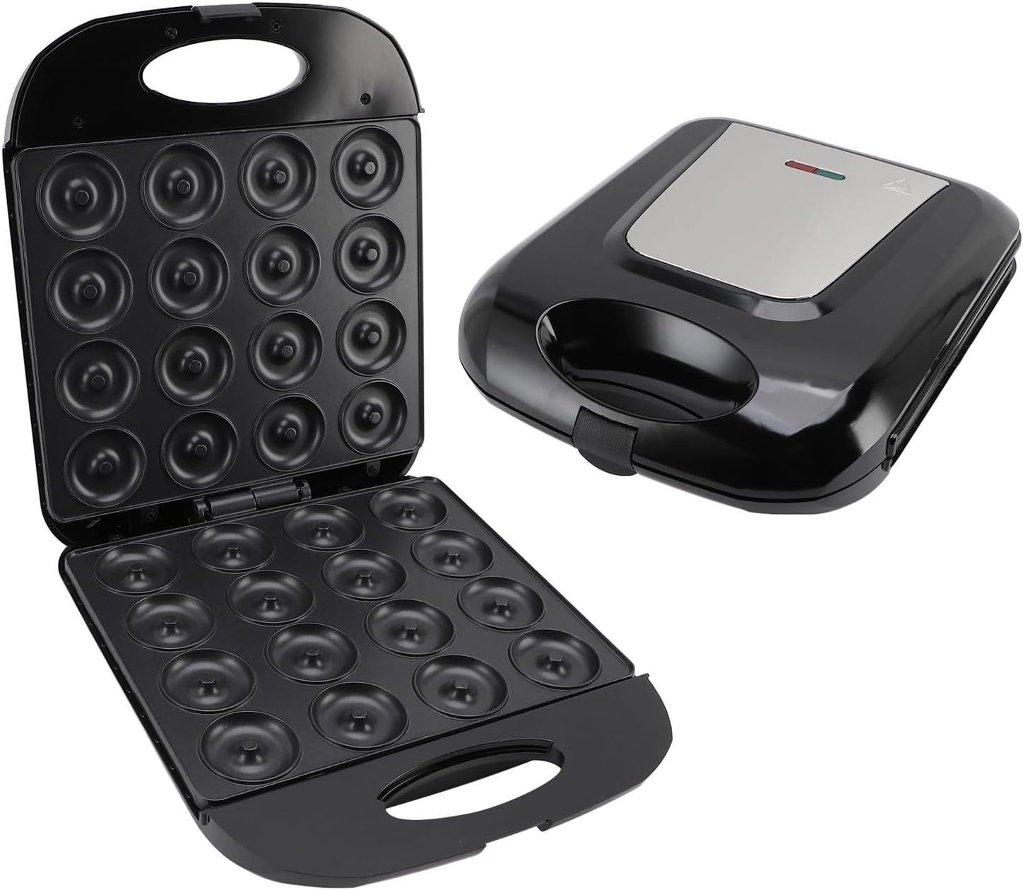 Luqeeg Mini Donut Maker Machine, 1400W Non Stick Doughnut Machine, Makes 16 Mini Doughnuts, Pancake Maker for Breakfast, Snacks, Desserts (US Plug 110V)