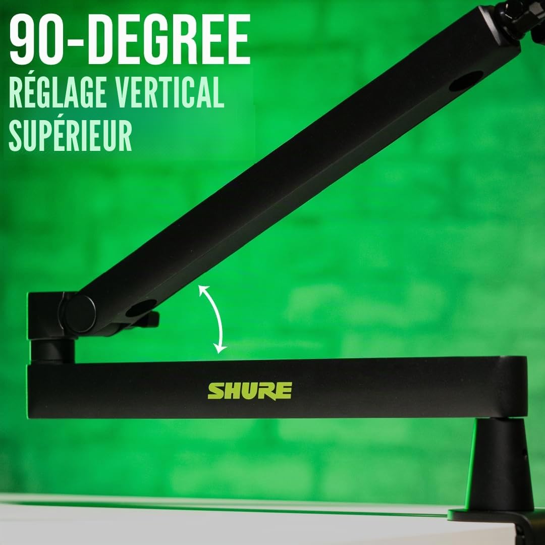 Shure by Gator Support de micro de bureau à profil bas de qualité supérieure ; entièrement réglable pour baladodiffusion, et configurations de bureau à domicile (SH-BROADCAST2)