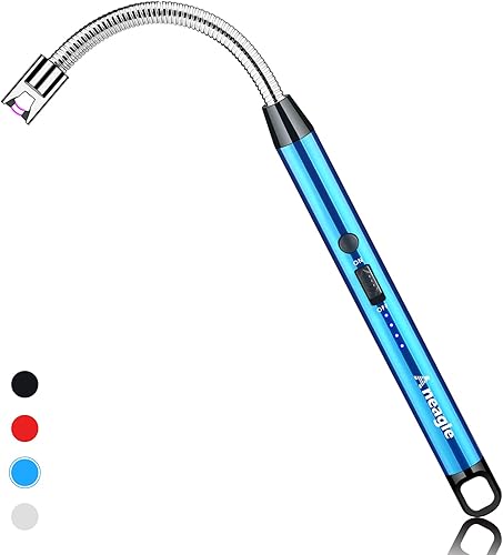 Encendedor de velas eléctrico recargable de arco con pantalla de visualización de batería LED y cuello flexible largo USB se aplica a la vela de luz