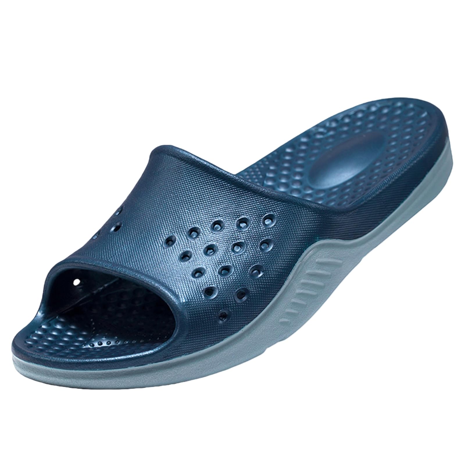 Slides Unisex Sandalias De Deslizamiento Eva Transpirables Perforadas, Zapatillas Antideslizantes Cojín Grueso Dos Tonos para La Piscina del Baño Y El Uso Diario-gray-40