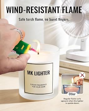 MK Wind Proof Jet Flame Lighters, 5PCS Striking Design, Ideal as Lighters for BBQ, Camping, Outdoor use, utane Refillable Wind-Resistant Flame,(Connection-5PC)