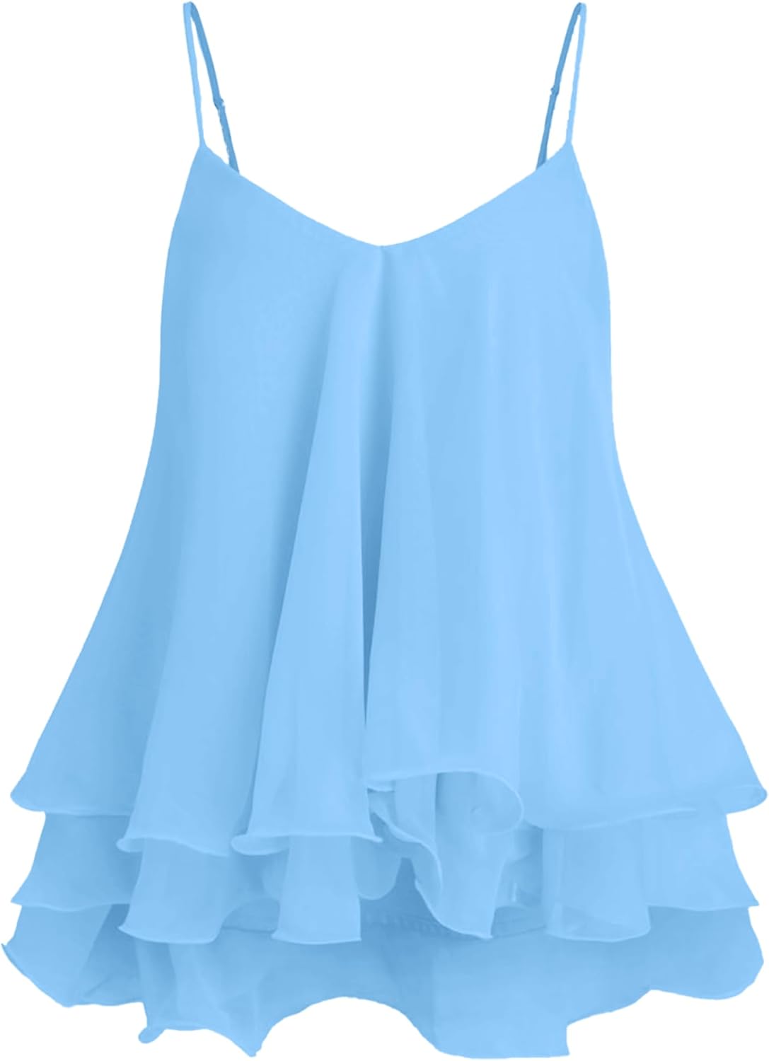 Womens Summer Babydoll Peplum Cami Tops Chiffon Ruffled Flowy Tank Top Sleeveless Trendy Casual Camisole