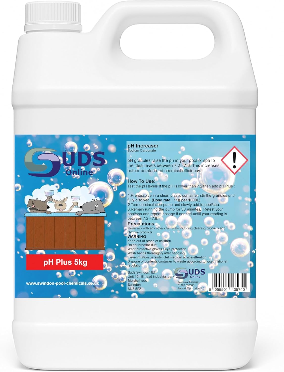 SUDS-ONLINE 5KG pH Plus (Increaser) for Swimming Pools, Spas and Hot Tubs