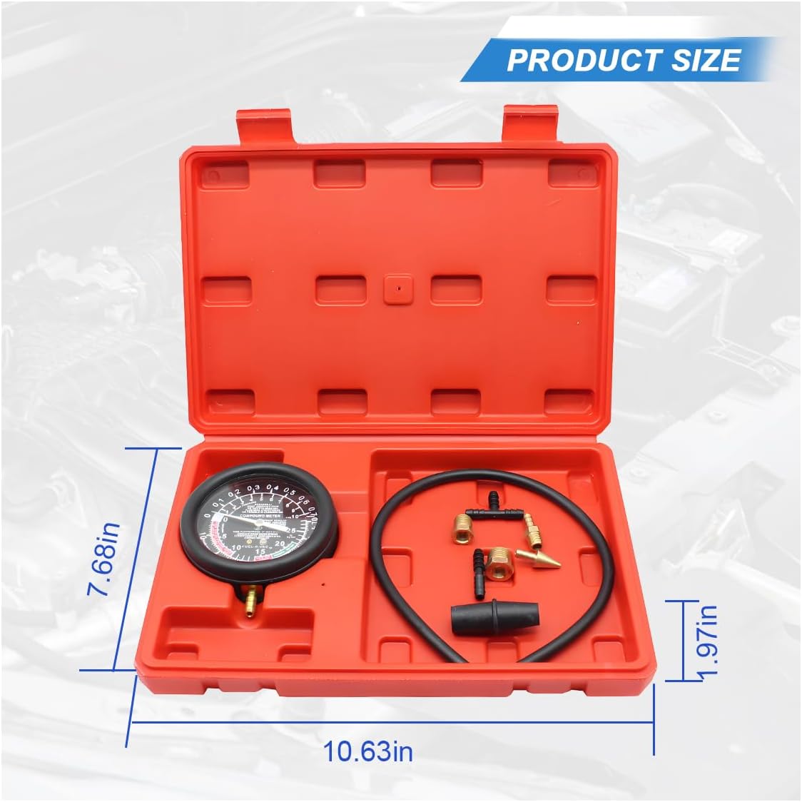 Fuel Pump and Vacuum Tester Gauge, Car Carburetor Leak Diagnostics Tester Kit, Universal Pressure Testing Meters for Automotive Engine Fuel System