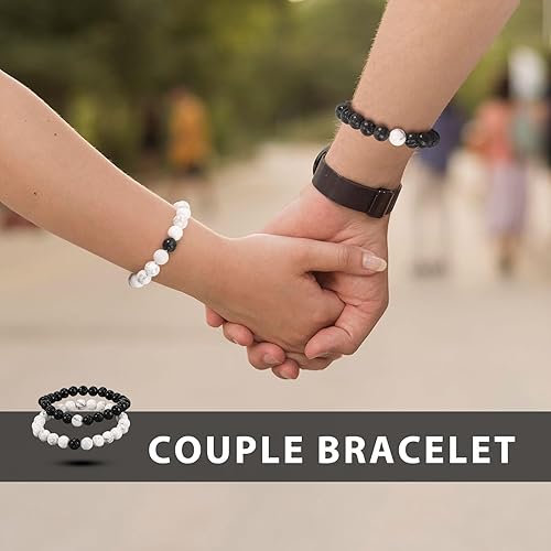 Miniatura 6 de XYZBSTAR 2Pcs Beaded Stretch Bracelets 8mm Round Gemstone Healing Crystal Stone Bracelet Gift for Women Man Couple Reiki Jewelry