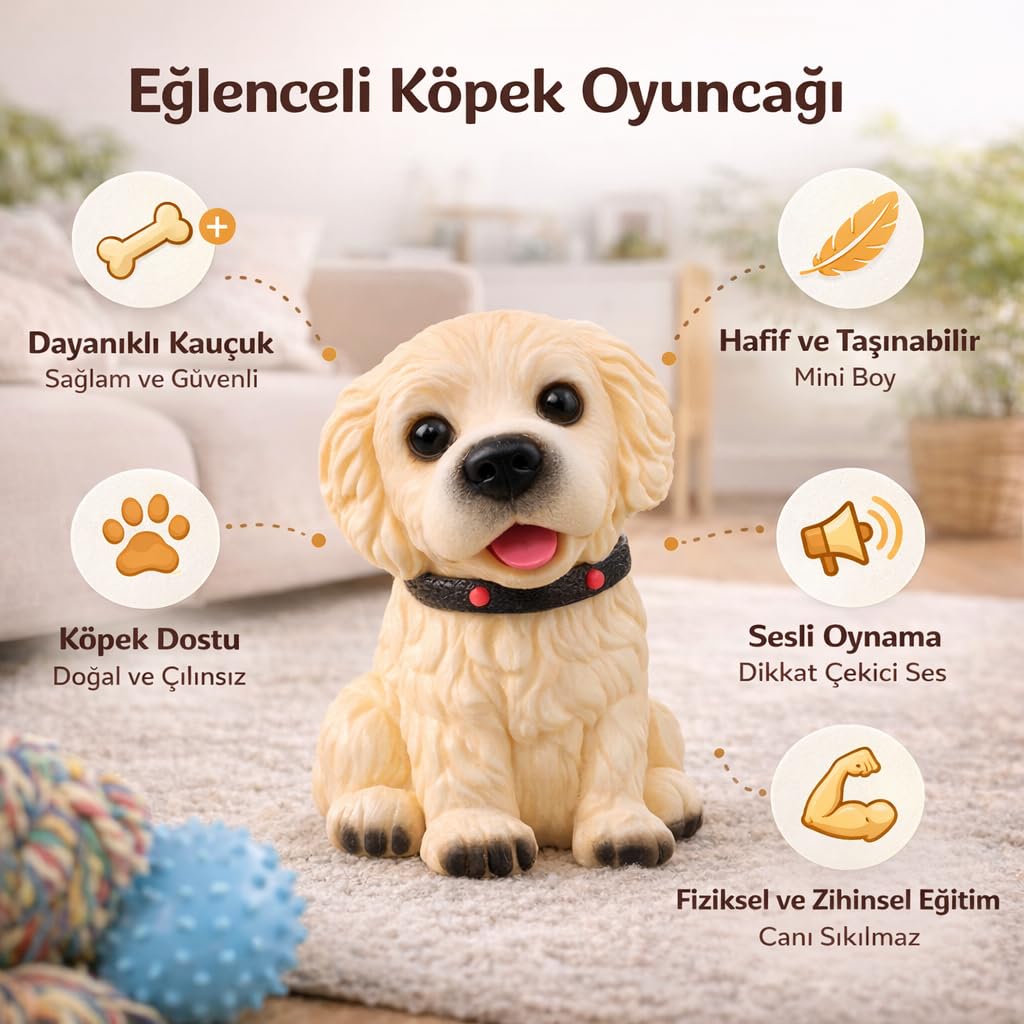 MADPET Sesli Köpek Oyuncağı – Havlayan Köpek Figürü, Ses Çıkaran İnteraktif Evcil Hayvan Oyuncağı, Kedi ve Köpekler İçin Eğlenceli Oyun Arkadaşı, Dikkat Çekici Pilli Köpek Modeli