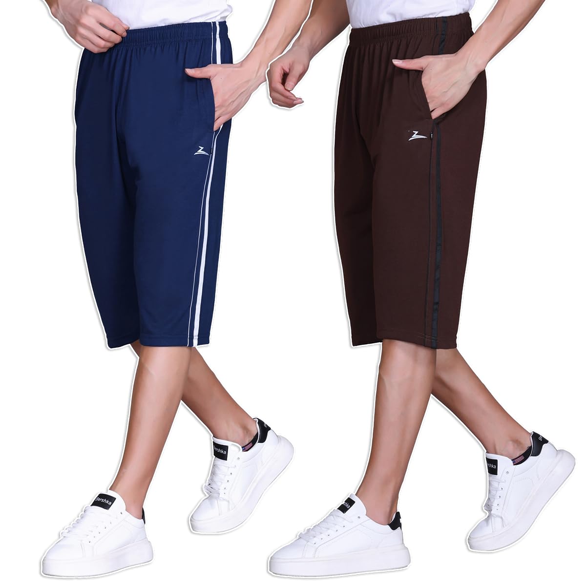 Men's Regular Fit Striped Casual Shorts Combo with Elastic Waistband & 2 Side Pockets-picture-21