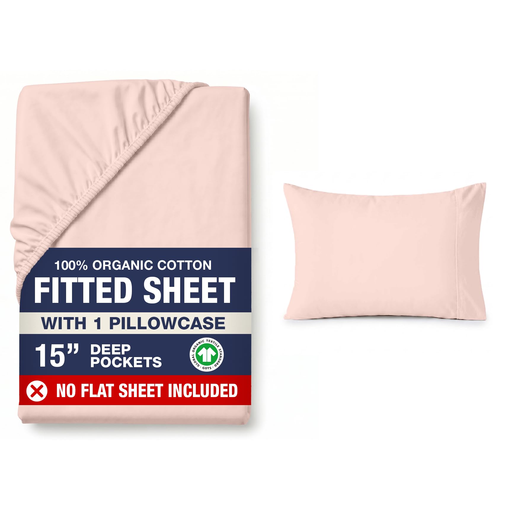LANE LINEN 100% Organic Cotton Twin Fitted Sheets 2-Piece Set