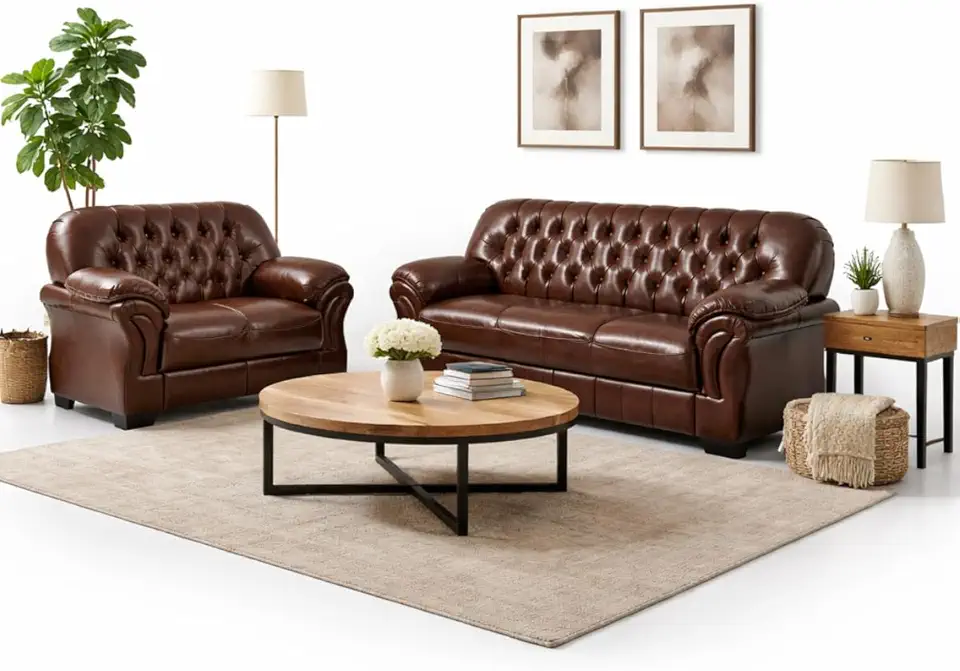 Conjunto Sofá Rei 2 e 3 Lugares em Couríssimo Imperial (PINHÃO)