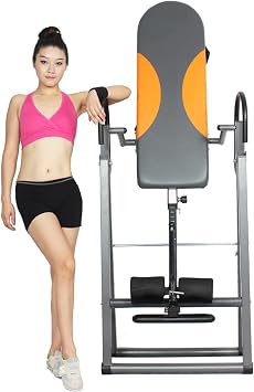 Foldable Inversion Table, Inversion Table with Air Soft Ankle Pads and 350 Lb Capacity, Safe and Portable, Back Stretch Machine for Home Gym, Relieve Spine, Back Pain
