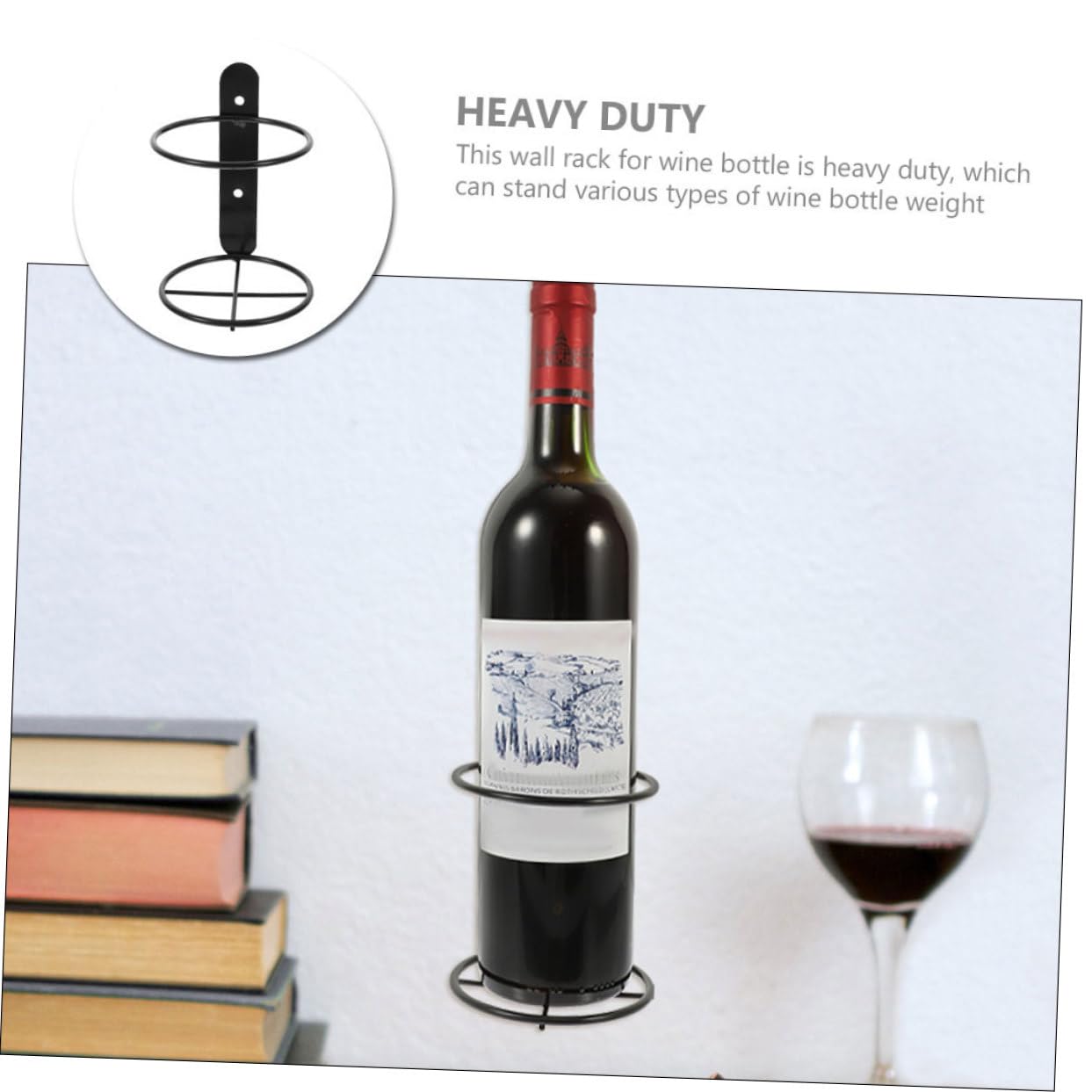 Luxshiny 5 Stück Wandmontierte Weinregale aus Schwarzem Eisen Einzelflaschenständer Wand Weinhalter mit Stilvollem Design für Zuhause und Geschäft