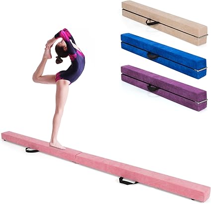 Trave Di Equilibrio GOPLUS Pieghevole 210cm - Legno Di Pino, Copertura Flanella, Per Casa E Palestra