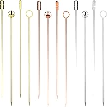 Stainless Steel Cocktail Picks, 12 Pieces Fruit Sticks for Drinking, Reusable Multi-Color Toothpicks Martini Appetizer for Bar Parties and Clubs, Ceremones