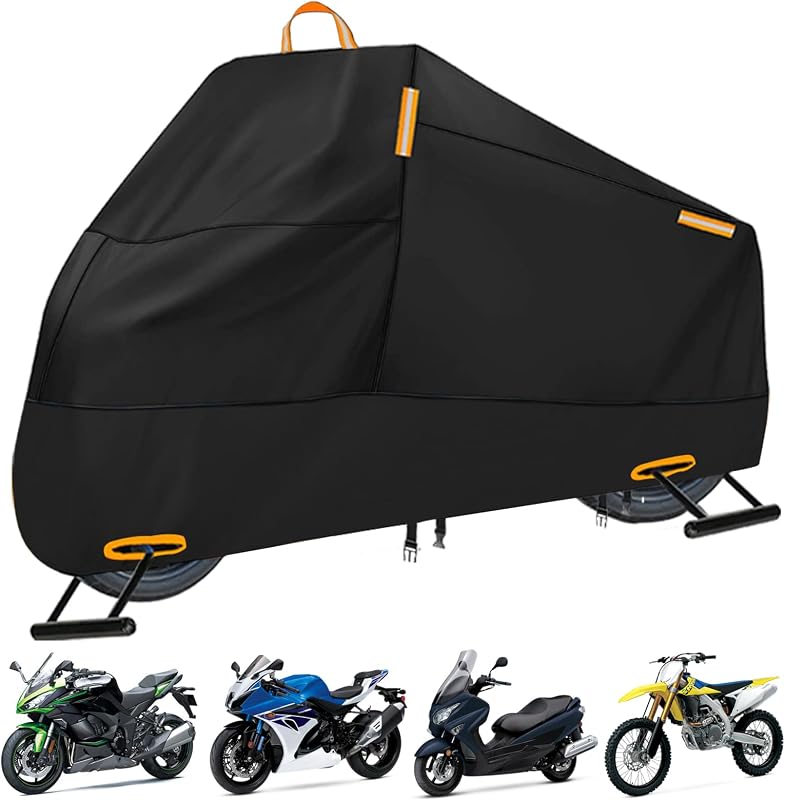 Motorcycle Cover for Ninja 250 300 650 1000 Yamaha YZF R1 R7 MT-09 | 300D Oxford Motorcycle Cover Waterproof Outdoor for Suzuki GSXR 600 750 1000 Scooter Cover Protection Fits up to 86" - Black
