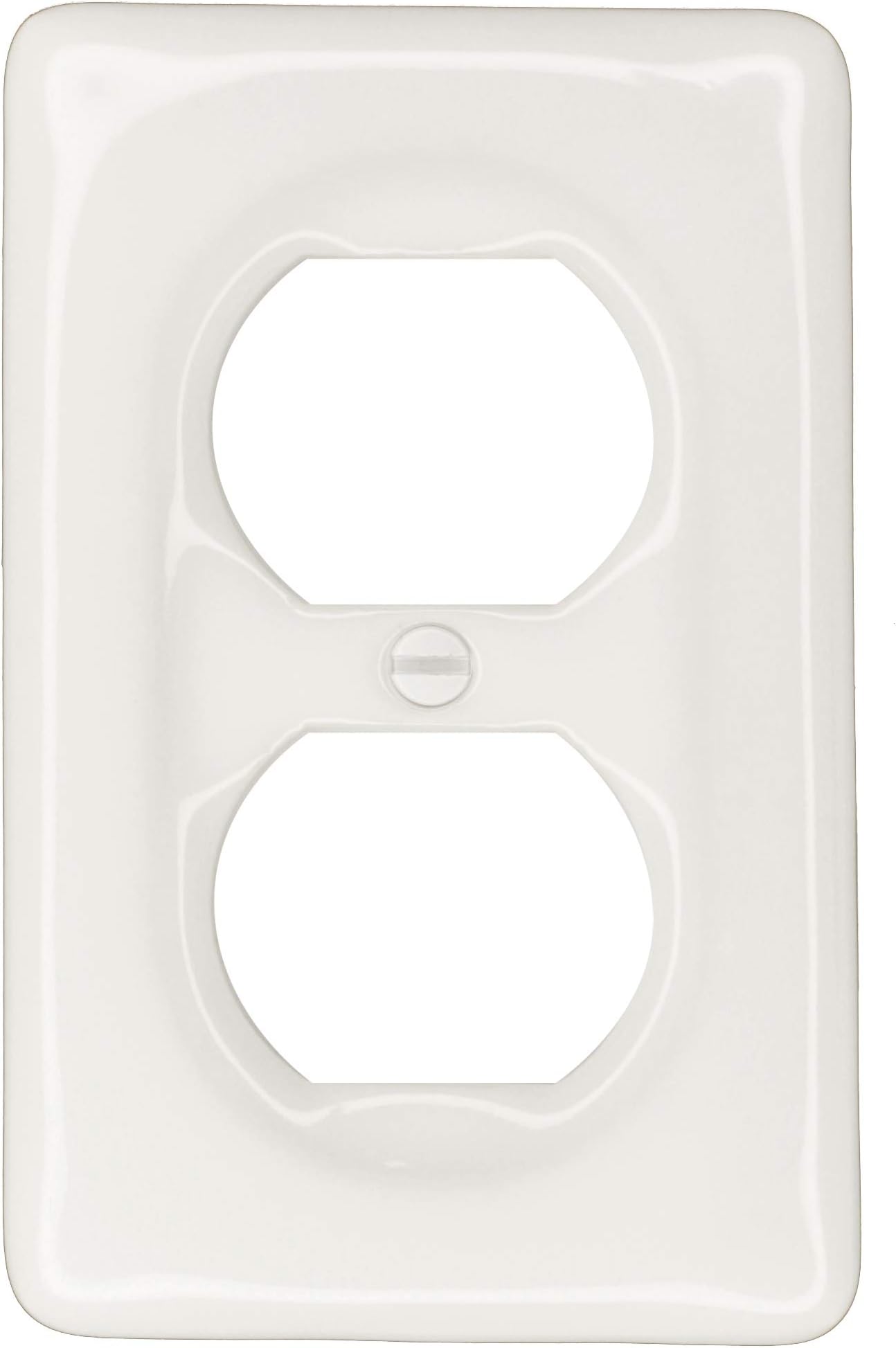 Porcelain Decorative Wall plate, Glazed White, Single Duplex, (4.5" x 2.75" x .375"), for classy, vintage, retro or modern look_3002D