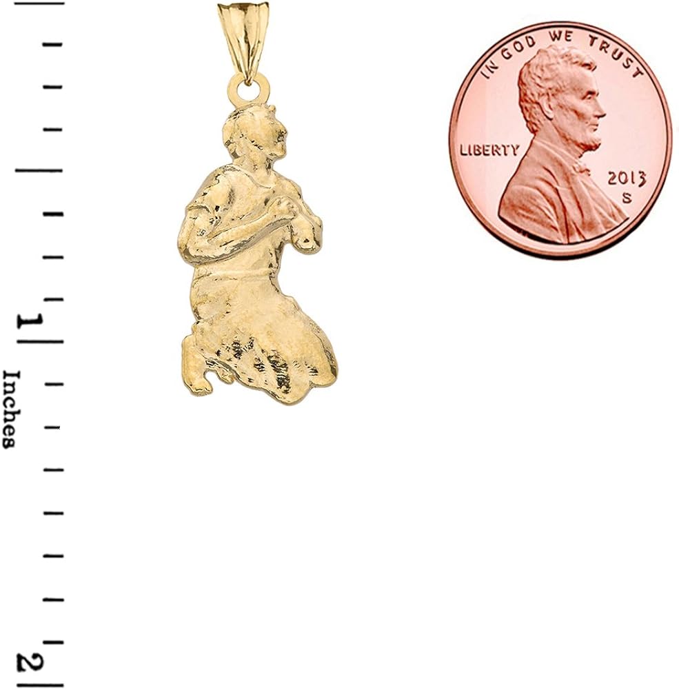 Miniatura 3 de Collar con colgante de milagros de oro amarillo de 14 quilates Milagros milagro orando hombre