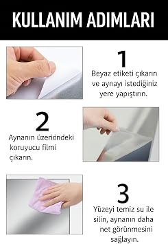 Kyrotech 2 Adet Kendinden Yapışkanlı Akrilik Pleksi Ayna, Esnek Dekoratif Sticker Duvar Aynası, Kırılmaz, Hafif, Kolay Montajlı Modern Süsleme, Ev, Ofis, Banyo ve Çocuk Odası İçin (Gümüş, 5x5 CM)
