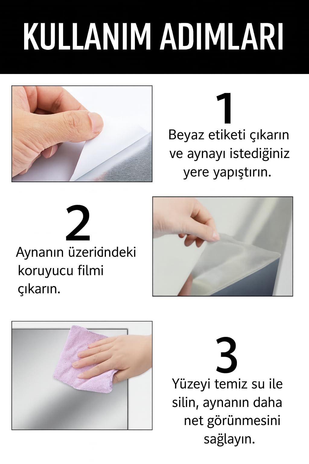 Kyrotech 2 Adet Kendinden Yapışkanlı Akrilik Pleksi Ayna, Esnek Dekoratif Sticker Duvar Aynası, Kırılmaz, Hafif, Kolay Montajlı Modern Süsleme, Ev, Ofis, Banyo ve Çocuk Odası İçin (Gümüş, 15x15)