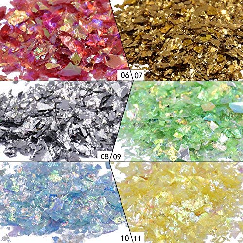 Meilinds Mermaid Nail Sequins Set 12 Boxes Holographic Nail Glitter, Ice Glass Paper Nail Art Decoration Accessories, Iridescent Flakes Sticker For Nails Art Manicure Tips Eyes Face Body #TOP3
