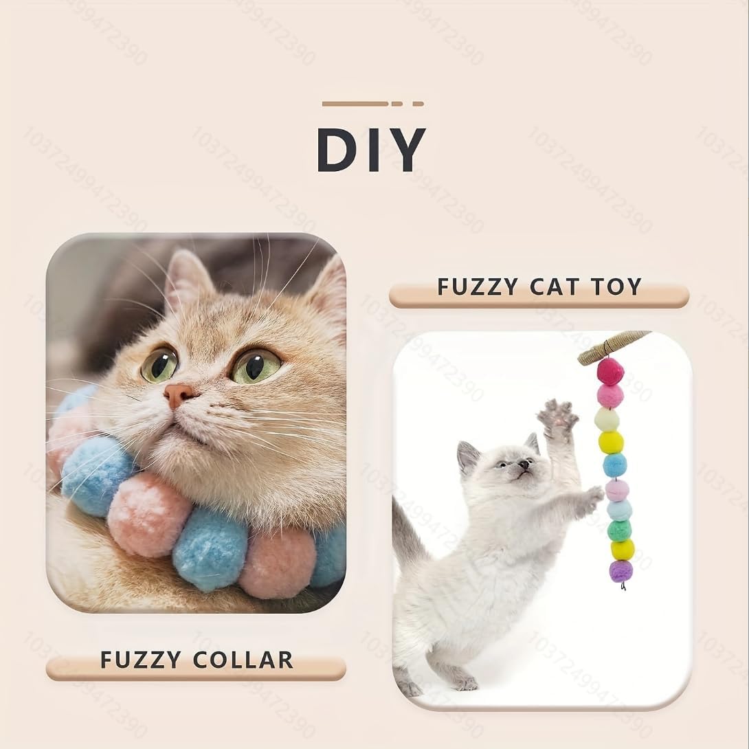 Plush Ball Shoot Gun Cat GiftsCat Toy Ball Gun Launcher, 1Cat Toy Launchers & 100 Cat Pom Pom Balls,Launch Ball Interactive Toy,Silent Plush Elastic Ball for Kitty，Kitten Toys for Indoor image 4
