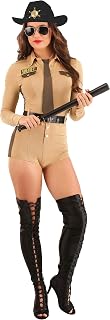Women s Sheriff Costume Set - Romper, Necktie, Belt, Hat - Police Officer Theme