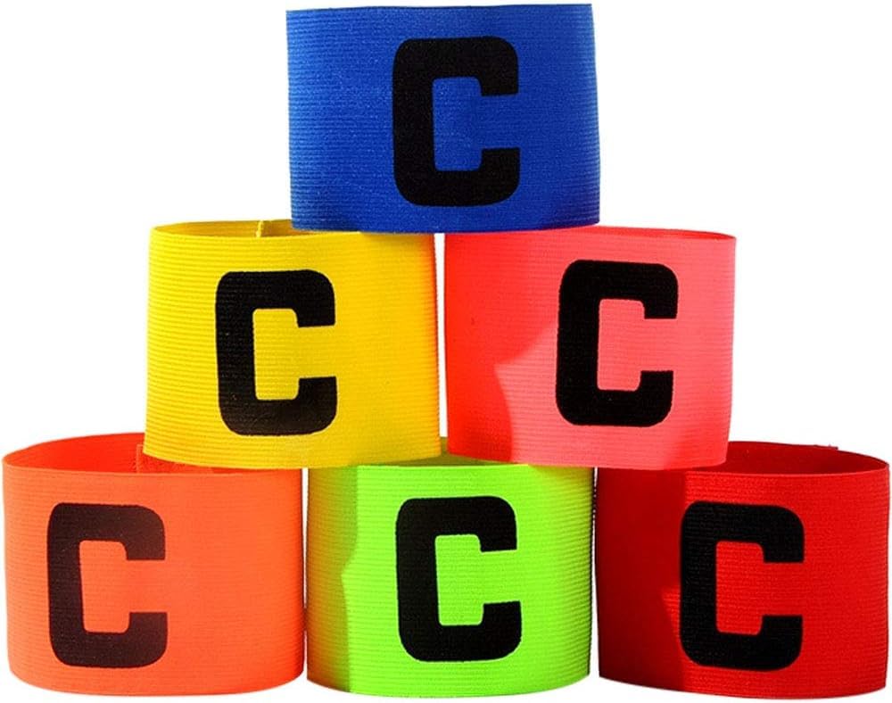 Alybrol 6 Pieces Elastic Soccer Captain Armband Adjustable Football Basketball Player Bands for Adult Youth