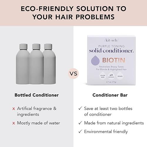 Miniatura 6 de Kitsch Acondicionador tonificante morado para rubios y cabello teñido - Barra de acondicionador para mujeres y hombres - Con biotina para fortalecer