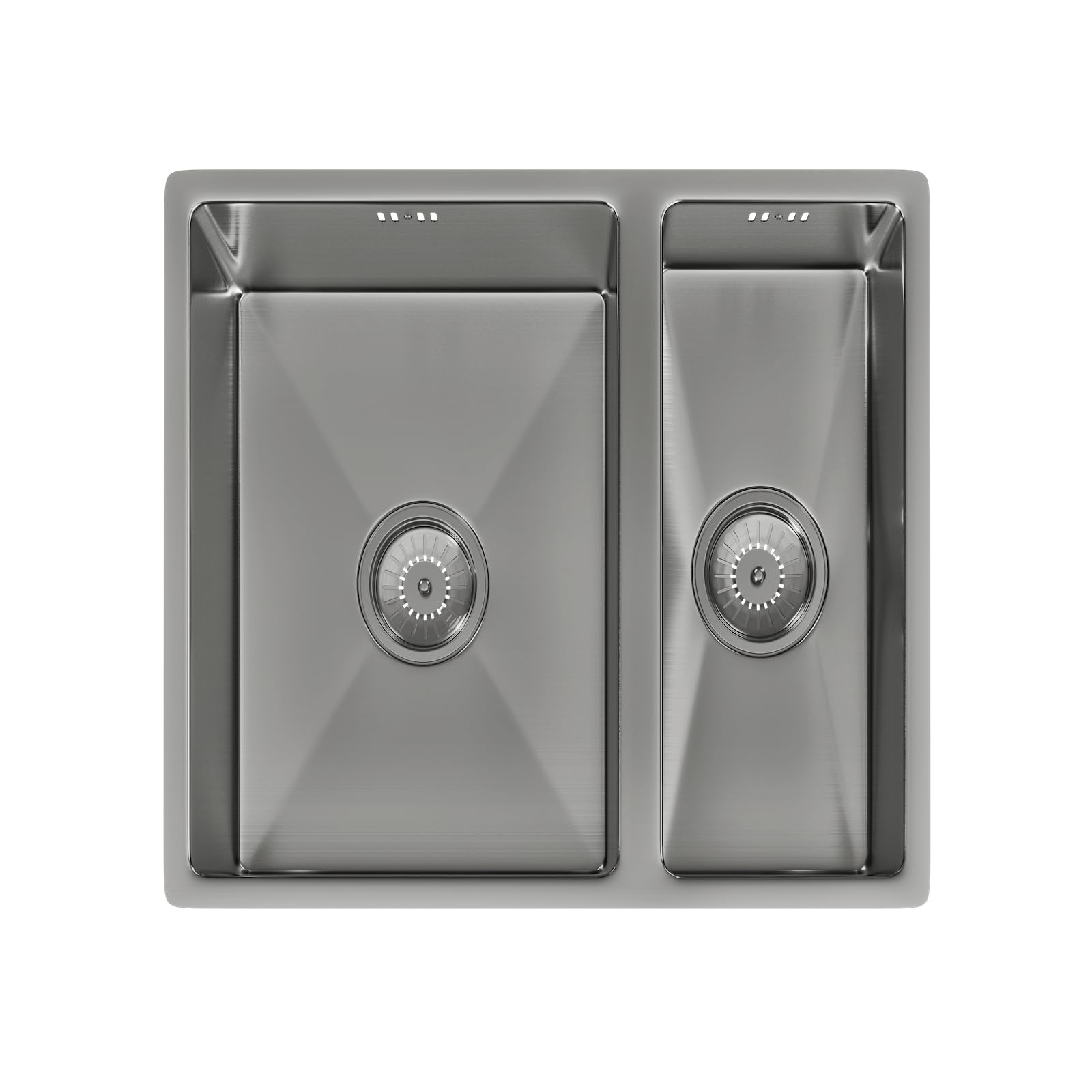 Möckeln | 1.5 Bowl Stainless Steel Kitchen Sink | Inset or Undermounted | Strainer Wastes Supplied | Copper Finish - 555mm x 440mm x 200mm (Brushed Steel)