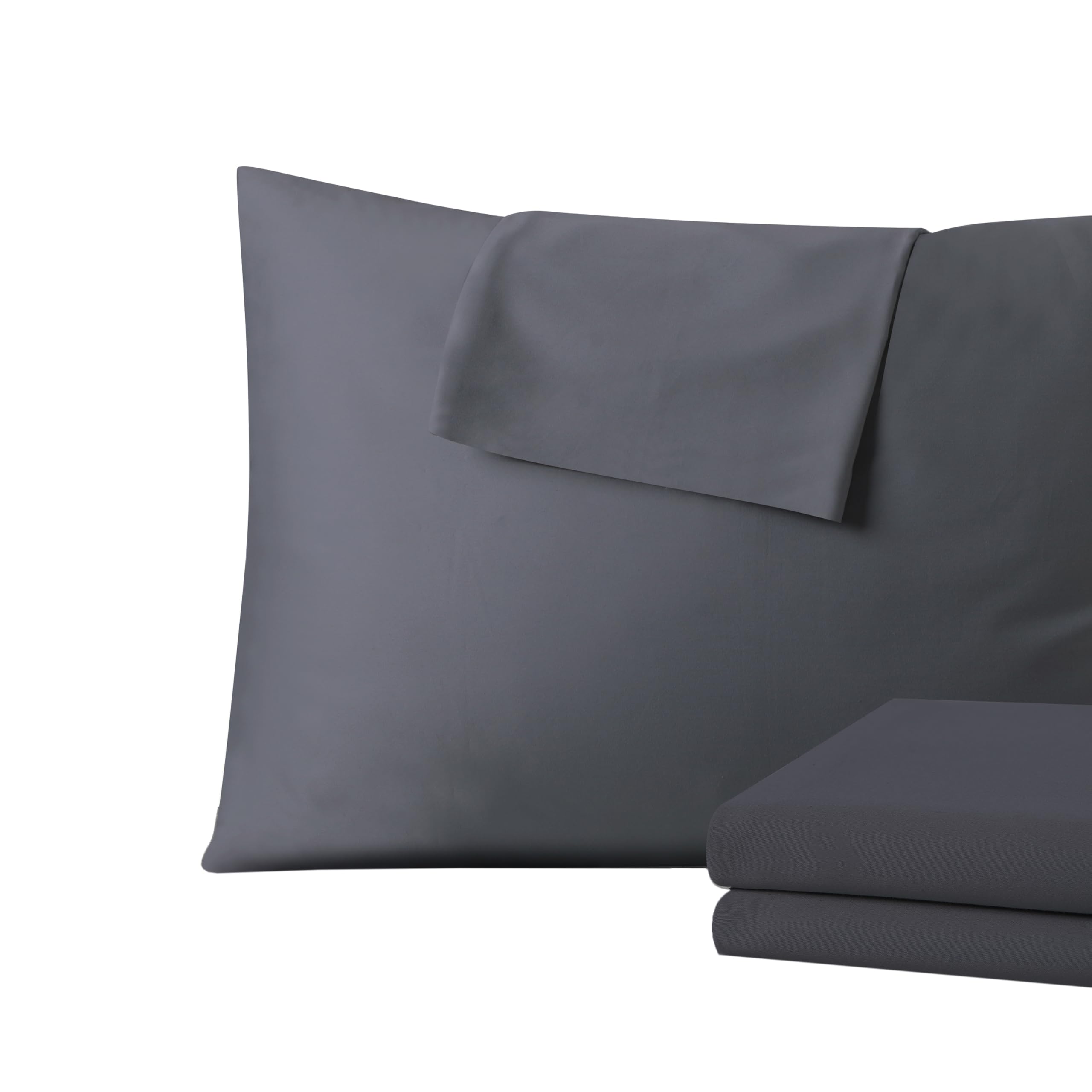 Paquete de 4 protectores de almohada estándar 100% algodón egipcio con cremallera oculta, fundas de almohada de 400 hilos, tejido satinado, fundas de almohada refrescantes, suaves, transpirables, no
