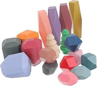 Toyvian 18 Peças De Empilhamento De Blocos De Brinquedo De Pedra Para Crianças 1-3 Blocos De Empilhamento Brinquedos De Empilhamento Para Crianças 1-3 Pedras De Empilhamento De Madeira