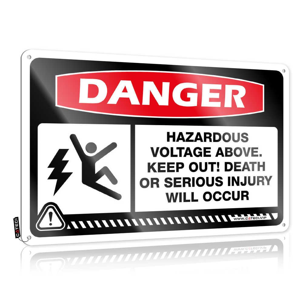 Fzfn Colour Danger Hazardous Voltage Above Death Or Serious Injury Will Occur Decor Man Cave Decorations | Square Decor Decorative Wall Art(30X40cm)