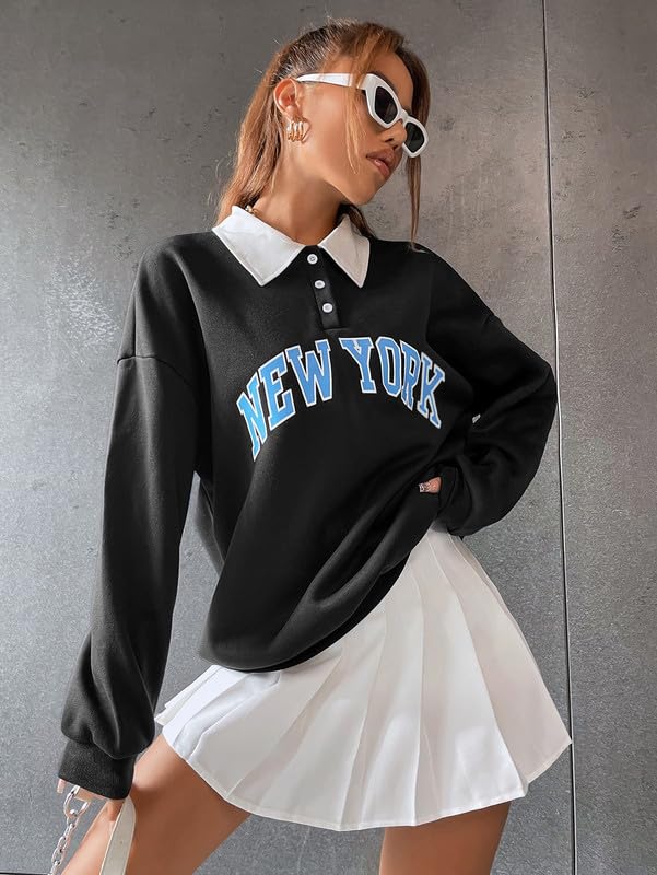 Image of Women Collar Button Hoodie /Sweatshirt | Polycotton Hoodies for Gym, Travel & Everyday Wear | Warm & Comfortable Casual Wear