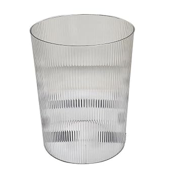 Clear Trash Can,Space Saving Trash Wastebasket,Transparent Trash Can, Multipurpose Stylish Simple Round Shape Large Capacity Waste Basket for Bathroom Bedroom Kitchen Office