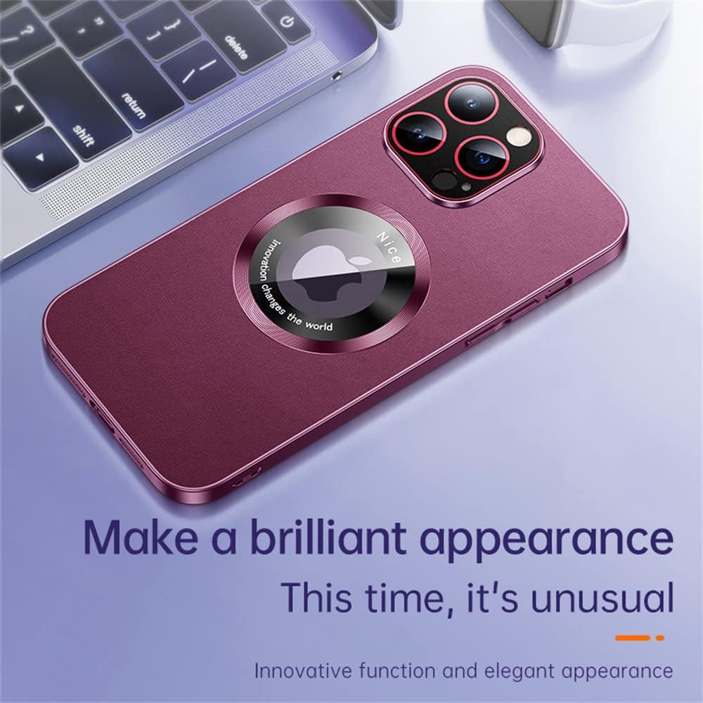 for iPhone 13 ProMax Cover Fashion Sign Hole Magnetic Phone Case for iPhone 14 Plus 12 13 Pro Max with Lens Film Cover,Silver,for iPhone 14 Plus