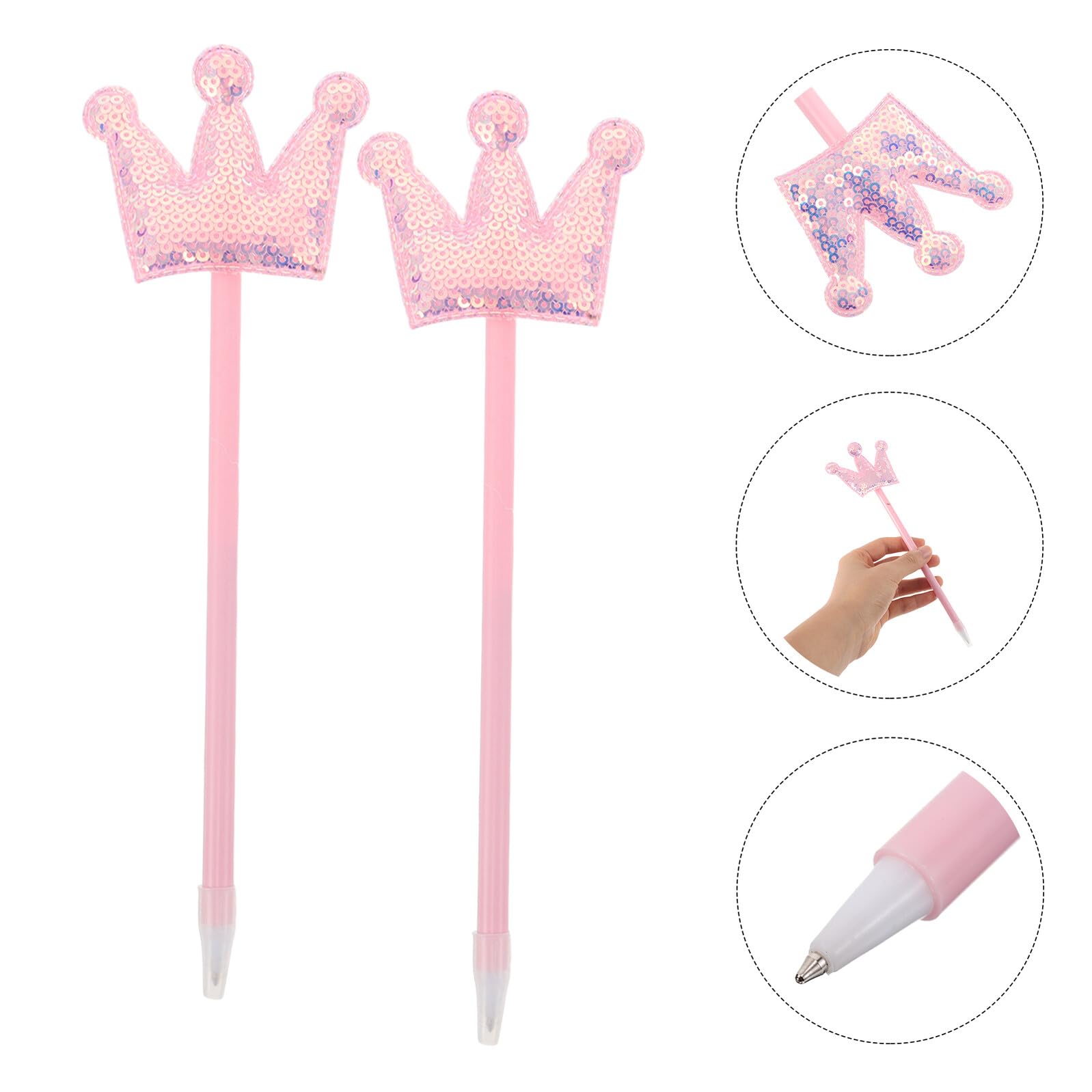 5 Pièces Stylos Bille Créatifs Paillettes Spirale avec Couronne Stylos Portables pour Filles Femmes Étudiants à École ou Cadeaux Anniversaire Roses