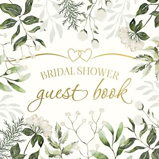 Bridal Shower Guest Book: Elegant Design With Greenery, Guests Sign-In Wishes And Advice. Includes Gift Log And Photo Pages