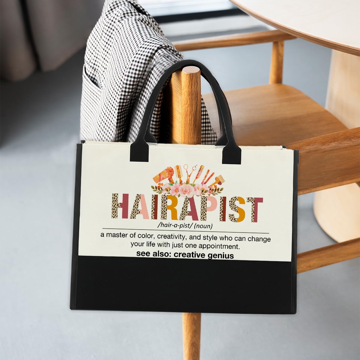 Nvhai Hairstylist Gifts for Women Hair Dresser Gifts Hairapist Definition Canvas Tote Bag for Women - Image 6