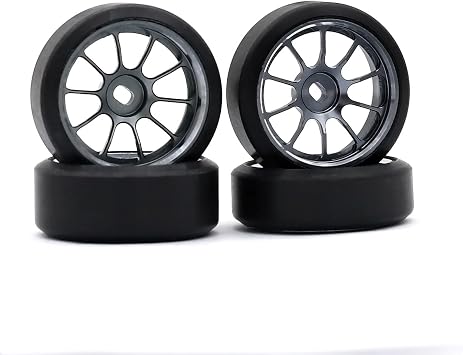 4PCS Metal Wheel Hub Rim Tires Offset 1.5 RC Upgraded Parts for WLtoys 1/28 K969 MINI-Z AWD AMZ MINI-Q AMR GLA DRZ MINI-D IW04M RC Car Titanium